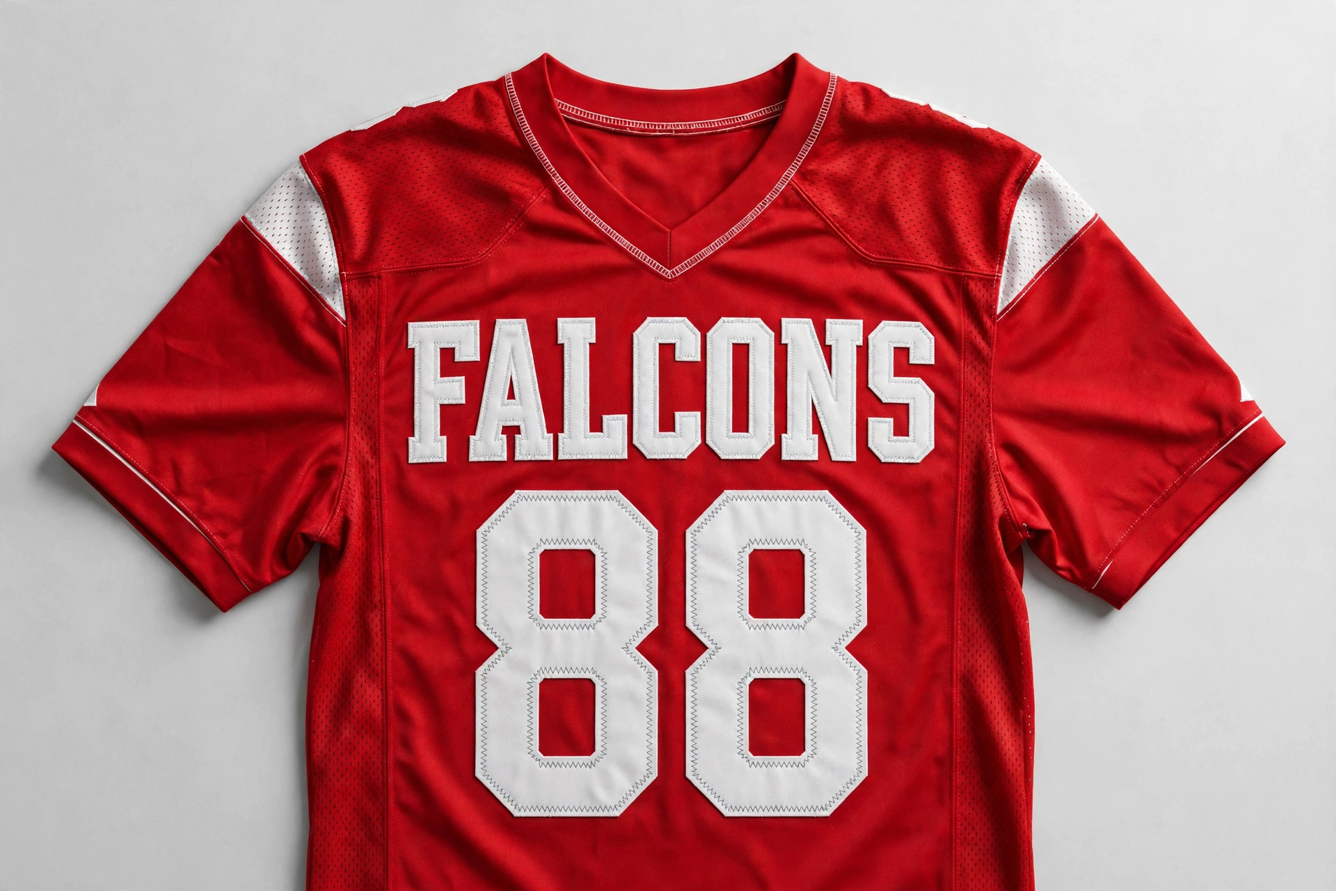 Tackle twill Falcons football jersey — layered stitched lettering