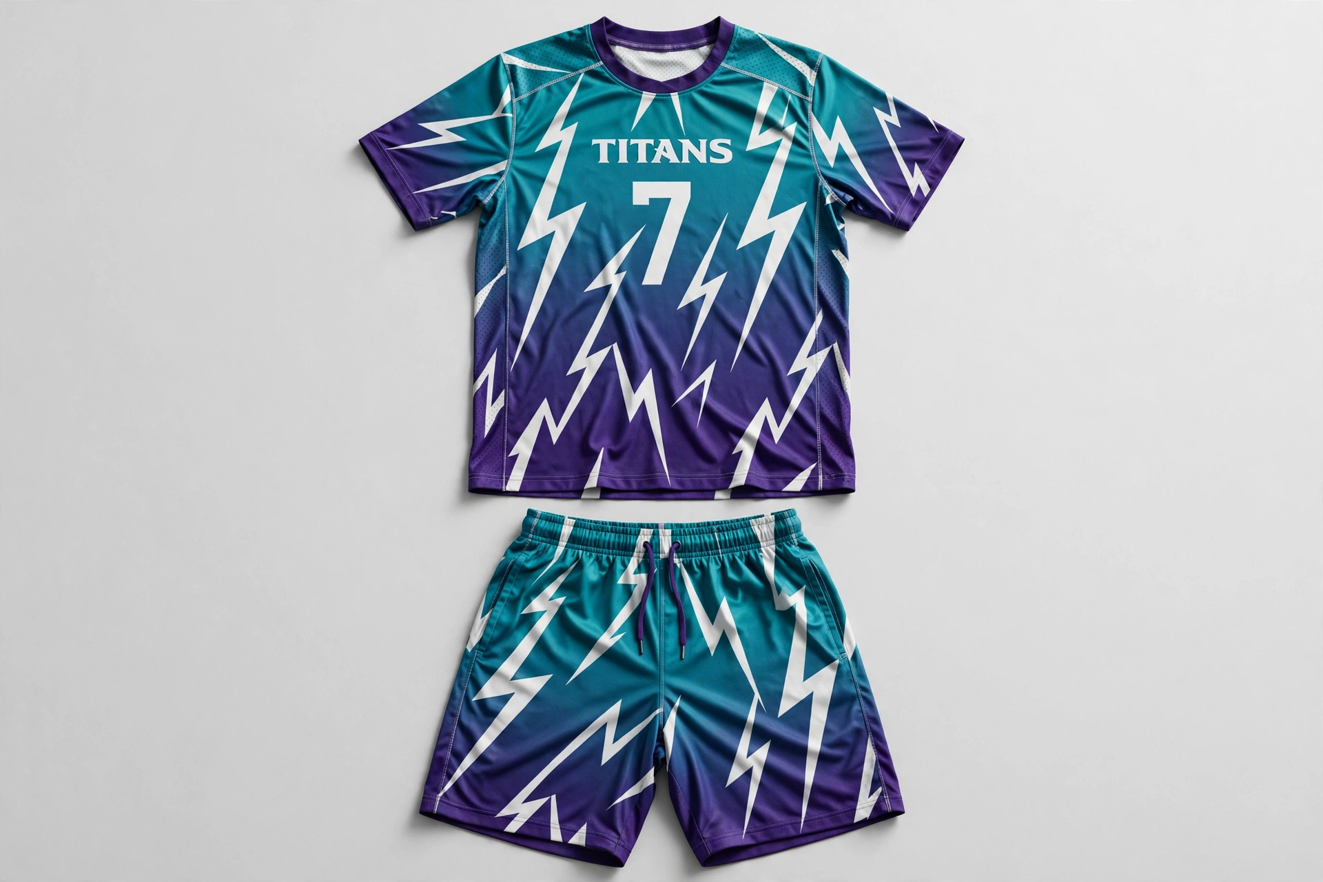 Custom sublimated Titans soccer uniform — full-color all-over artwork