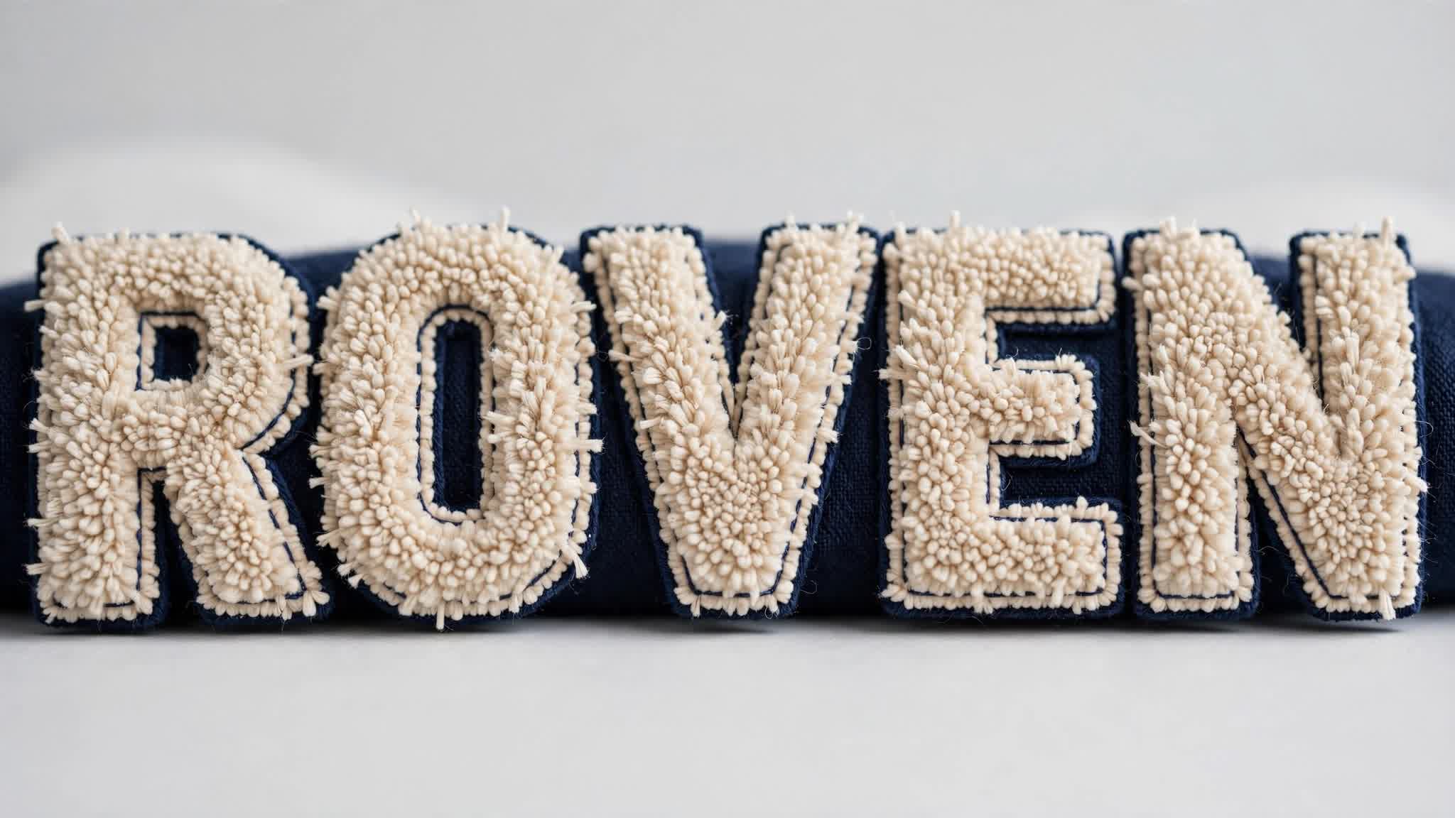 Close-up of raised chenille lettering and premium patches